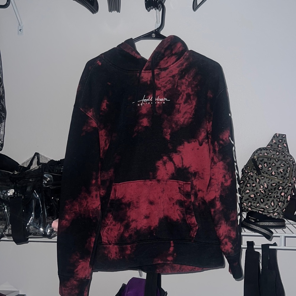 Men Hollister Black and Red Hoodie